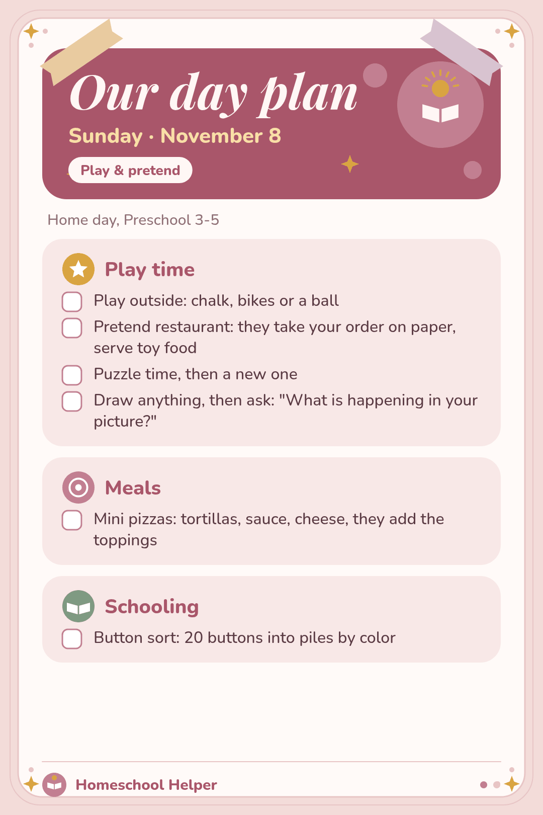 Free-play day for ages 3 to 5